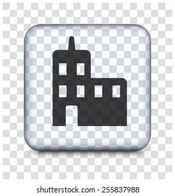 Office Building on Transparent Square Button