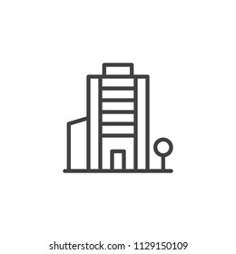 Office building outline icon. linear style sign for mobile concept and web design. Company office simple line vector icon. Symbol, logo illustration. Pixel perfect vector graphics