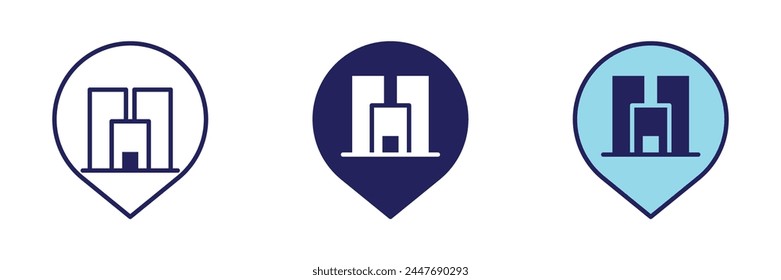 Icono de pasador de edificio de oficinas - Conjunto de navegación