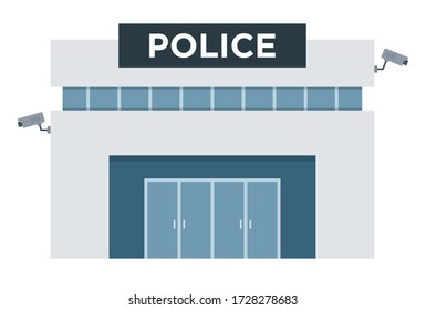 Office building police station vector icon flat isolated.