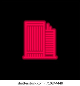 Office Building red glowing neon ui ux icon. Glowing sign logo vector