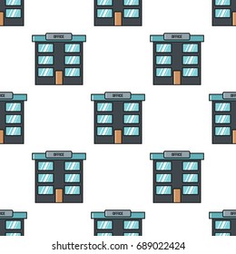 Office building seamless pattern in cartoon style isolated on white background vector illustration for web