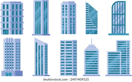 Office building set vector art