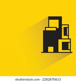 office building with shadow on yellow background