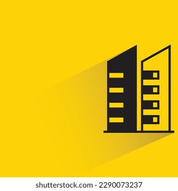 office building with shadow on yellow background