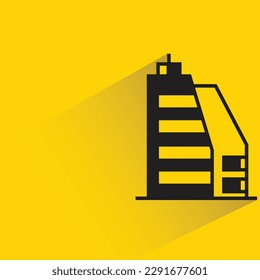 office building with shadow on yellow background