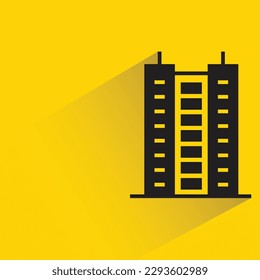 office building with shadow on yellow background