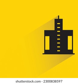 office building with shadow on yellow background