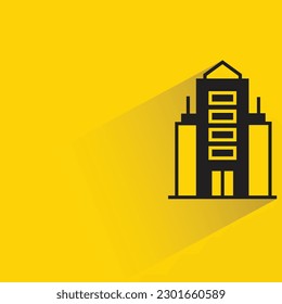 office building with shadow on yellow background