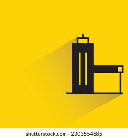 office building with shadow on yellow background