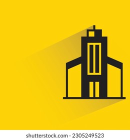 office building with shadow on yellow background
