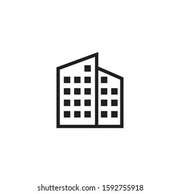 Office building sign icon in flat style. vector illustration
