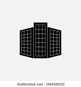 Office building sign icon in flat style. Apartment vector illustration on white isolated background. Architecture business concept.