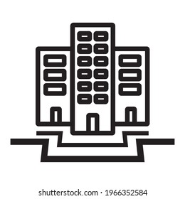Office building sign icon in flat style. Apartment vector illustration on white isolated background. Architecture business concept.company icon isolated sign symbol vector illustration - high quality 
