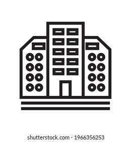Office building sign icon in flat style. Apartment vector illustration on white isolated background. Architecture business concept.company icon isolated sign symbol vector illustration - high quality 