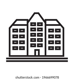 Office building sign icon in flat style. Apartment vector illustration on white isolated background. Architecture business concept.company icon isolated sign symbol vector illustration - high quality