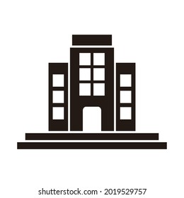 Office building sign icon in flat style. Apartment vector illustration on white isolated background. Architecture business concept.