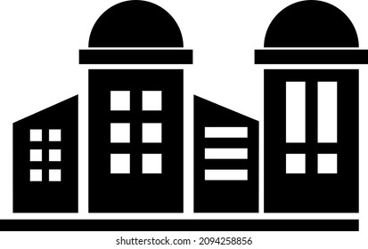 Office building sign icon in flat style. Apartment vector illustration on white isolated background.eps