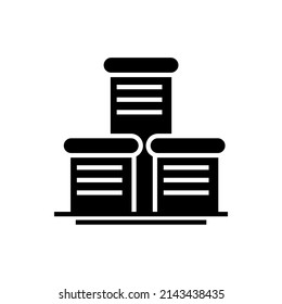 Office building sign icon in flat style. Apartment vector illustration on white isolated background. Architecture business concept