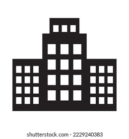 Office building sign icon in flat style. Apartment vector illustration on white isolated background. Architecture business concept.