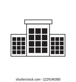 Bürogebäude Symbol im flachen Stil. Wohnung, Vektorgrafik auf weißem, isoliertem Hintergrund. Geschäftskonzept Architektur.