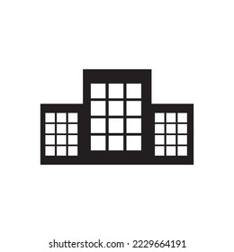 Office building sign icon in flat style. Apartment vector illustration on white isolated background. Architecture business concept.