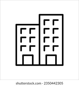 Office building sign icon in flat style. Apartment vector illustration on white isolated background.