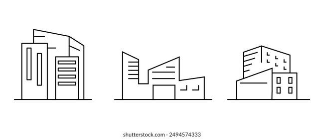 Office building sign icon in flat style. Apartment vector illustration with background.