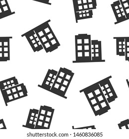 Office building sign icon seamless pattern background. Apartment vector illustration on white isolated background. Architecture business concept.