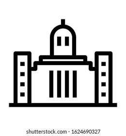Office building sign line icon. Apartment vector illustration on white isolated background. Architecture business concept.