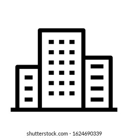 Office building sign line icon. Apartment vector illustration on white isolated background. Architecture business concept.