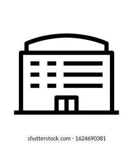 Office building sign line icon. Apartment vector illustration on white isolated background. Architecture business concept.