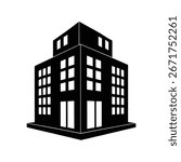 Office Building Silhouette Vector Art Illustration
