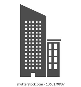 office building silhouette vector icon isolated on white. office building skyscraper icon for web, mobile apps, ui design and print