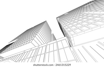 Dibujo de edificio de oficinas 3d renderizado
