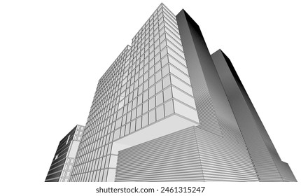 Dibujo de edificio de oficinas 3d renderizado