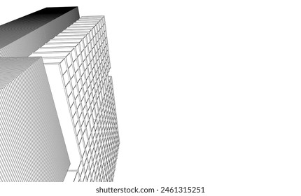 Office building sketch 3d rendering