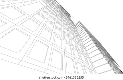 Office building sketch 3d rendering