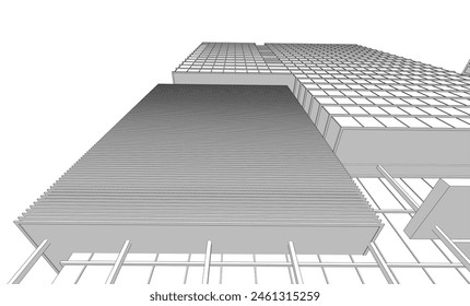 Office building sketch 3d rendering
