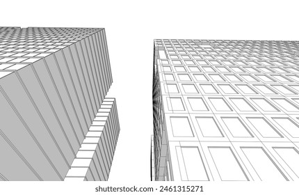 Dibujo de edificio de oficinas 3d renderizado