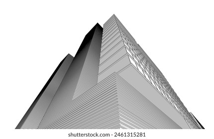 Office building sketch 3d rendering