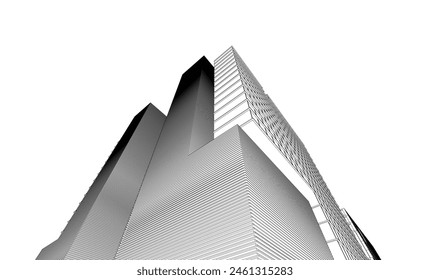 Office building sketch 3d rendering