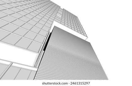 Office building sketch 3d rendering