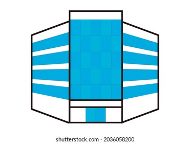 Office building and skyscraper on white background.