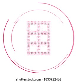 The office building symbol filled with pink dots. Vector illustration on white background