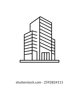 Office Building Thin Line Icon – Modern Architecture and Workplace Design