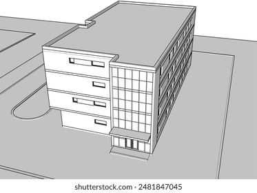 edificio de oficinas Vector 3d dibujo
