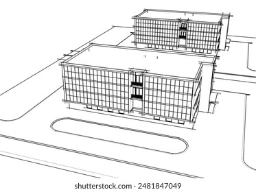 Bürogebäude Vektorgrafik 3D-Zeichnung