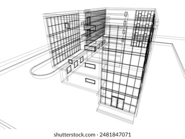 Bürogebäude Vektorgrafik 3D-Zeichnung