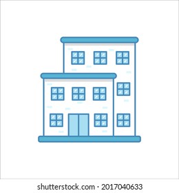 Bürogebäudevektorgrafik mit Blau-Weiß-Farbe, geeignet für Symbol oder Illustration
